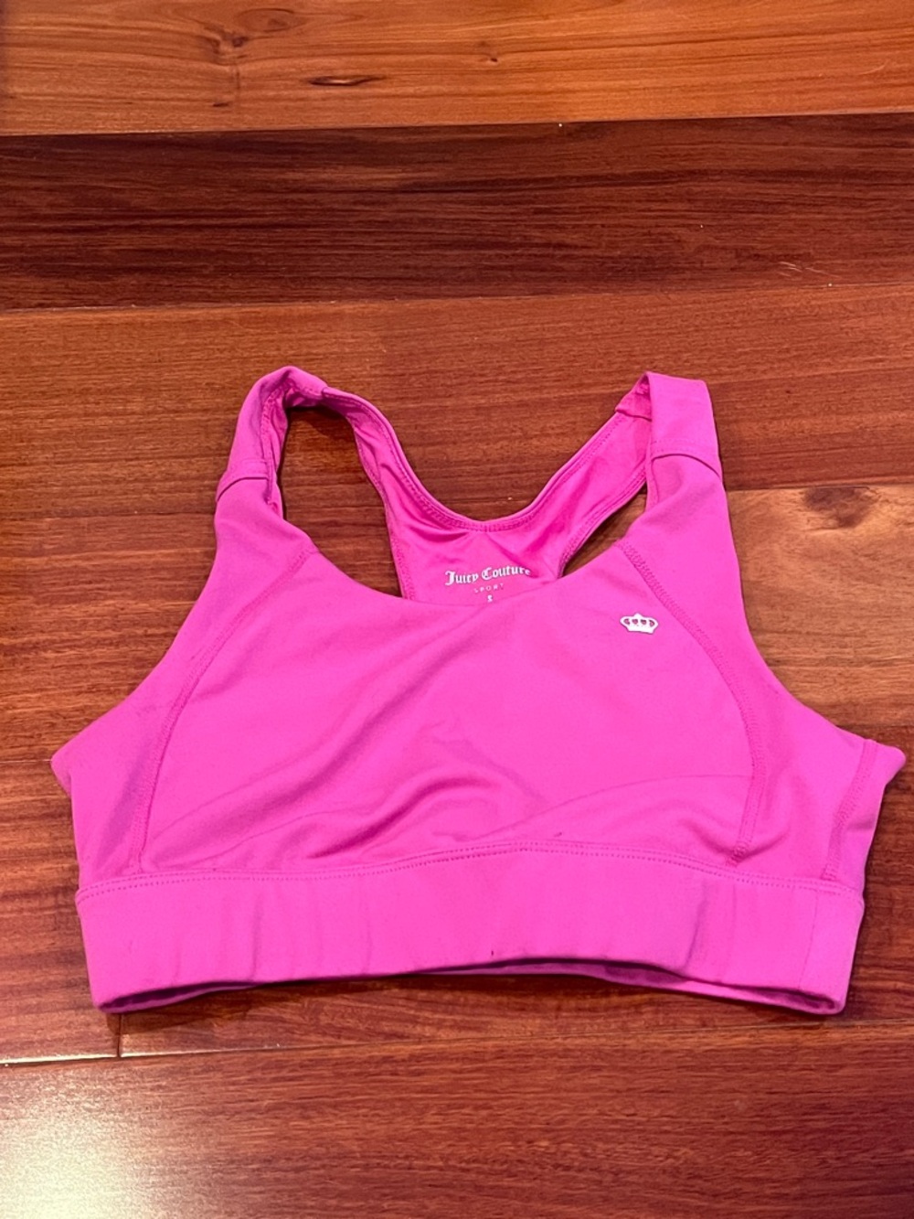 Juicy Couture Pink Sports Bra Racerback Logo Athleisure Size S